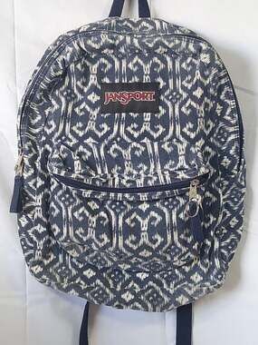 JanSport Superbreak Backpack Navy Moon Morikat Ikat Pattern